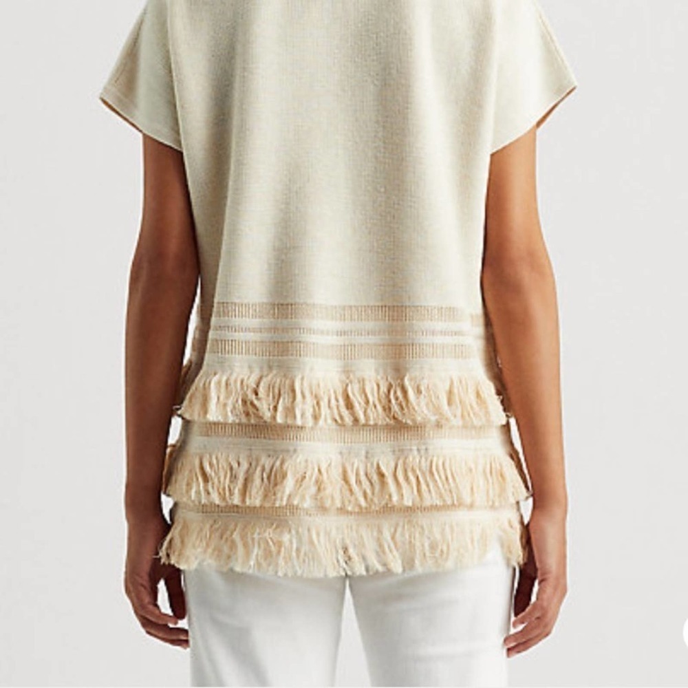 NWT Ralph Lauren Fringe trim Linen Blend boho top - Picture 3 of 11